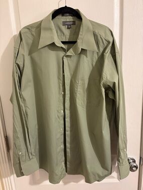 croft & barrow Light Olive Green Long-Sleeve Dress Shirt